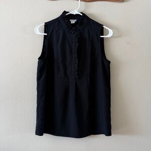 J. Crew Black Ruffle Trim Preppy Tank Top size 6